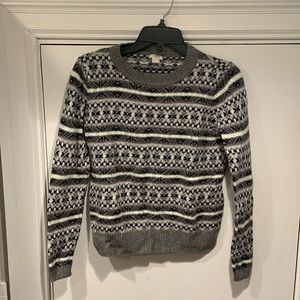 J Crew Sweater, Size small, grey,  black & white